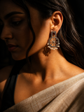 Charulata Silver Replica Wheel Motifs Pearl Earring