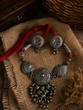 Charulata Antique Two Layered Floral Motif Choker with Ghungroo Necklace Set