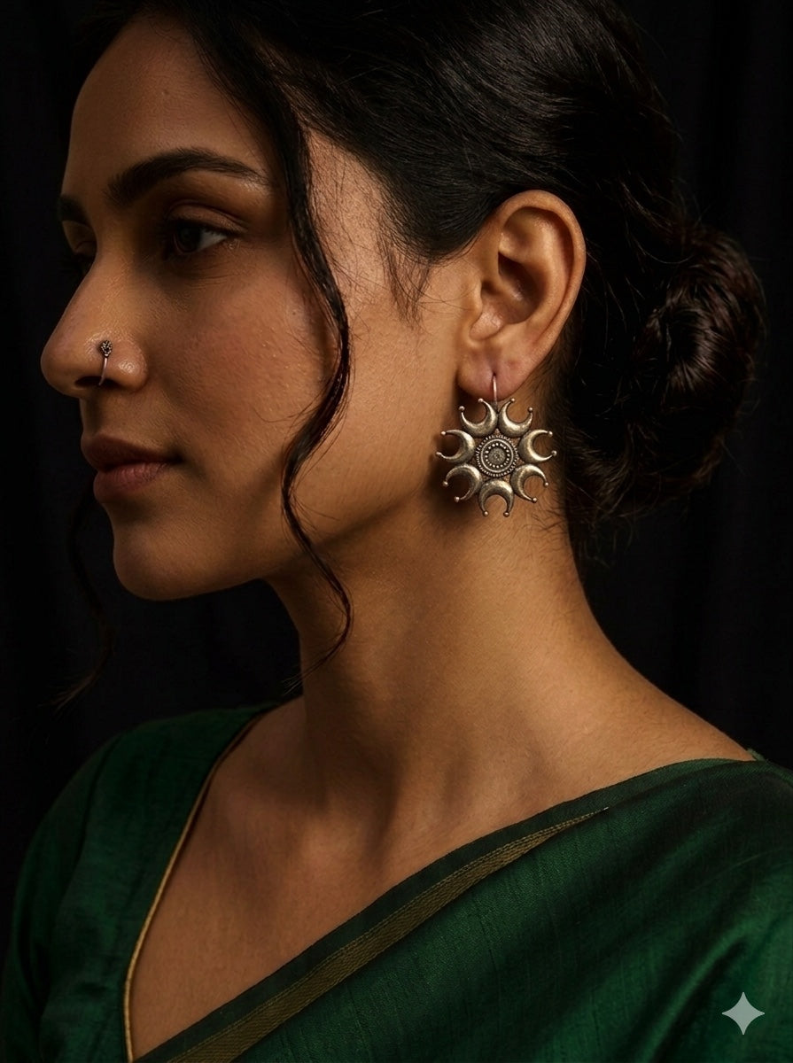 Charulata Silver-Plated Star Fish Shaped Hoop Earring
