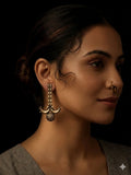Charulata Long Geometrical Silver Replica Stud