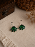 Charulata Anti Tarnish Diamond Cut Faux Emerald Hoop Earring