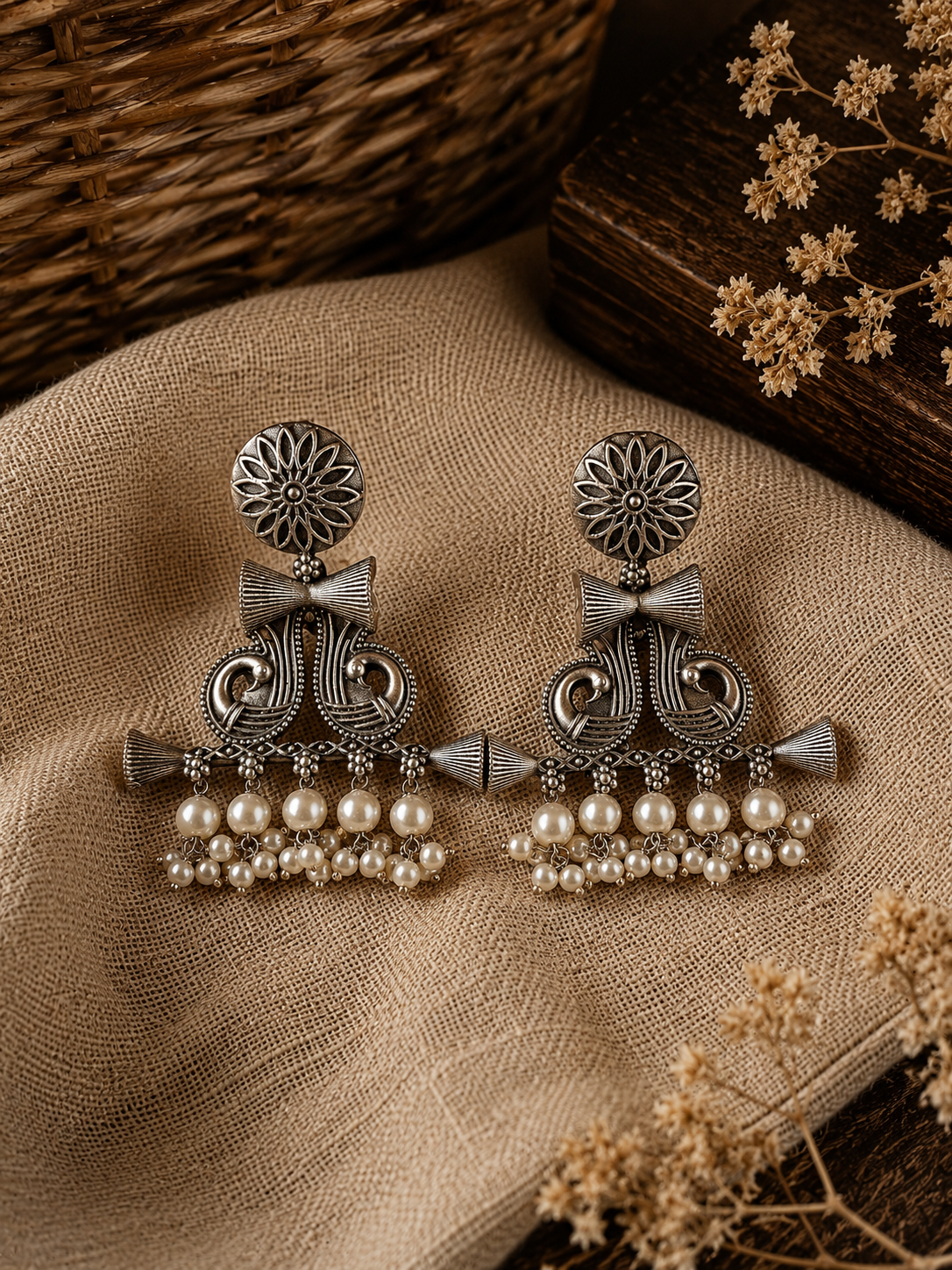 Shenai Serenade Big Dangler with Pearls Earring
