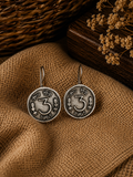 Charulata Antique Three Rupee Coin Hoop Earring