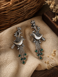 Charulata Peacock Elegance Silver Earrings