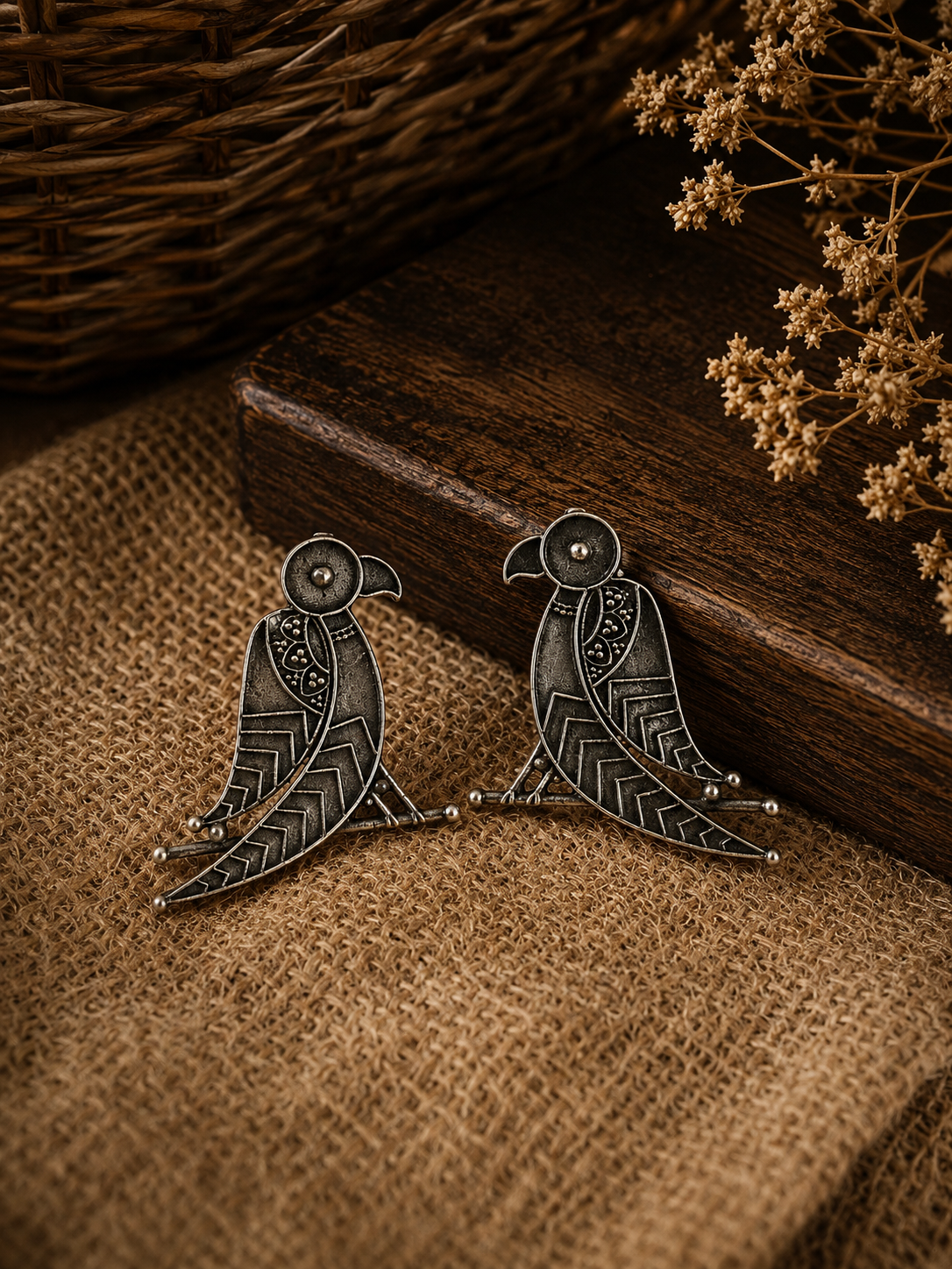 Charulata Parrot on a Branch Stud