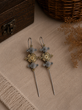 Charulata  Dual Tone Three Flowers Bugadi Earrings