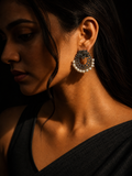 Charulata Lotus Motif Circular Earrings with Pearl
