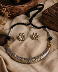 Charulata Antique Dual Tone Chitai Hasli Necklace Set