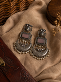 Charulata A Classic Pink Stones  Chandbali Earrings with Pearl  Beaded