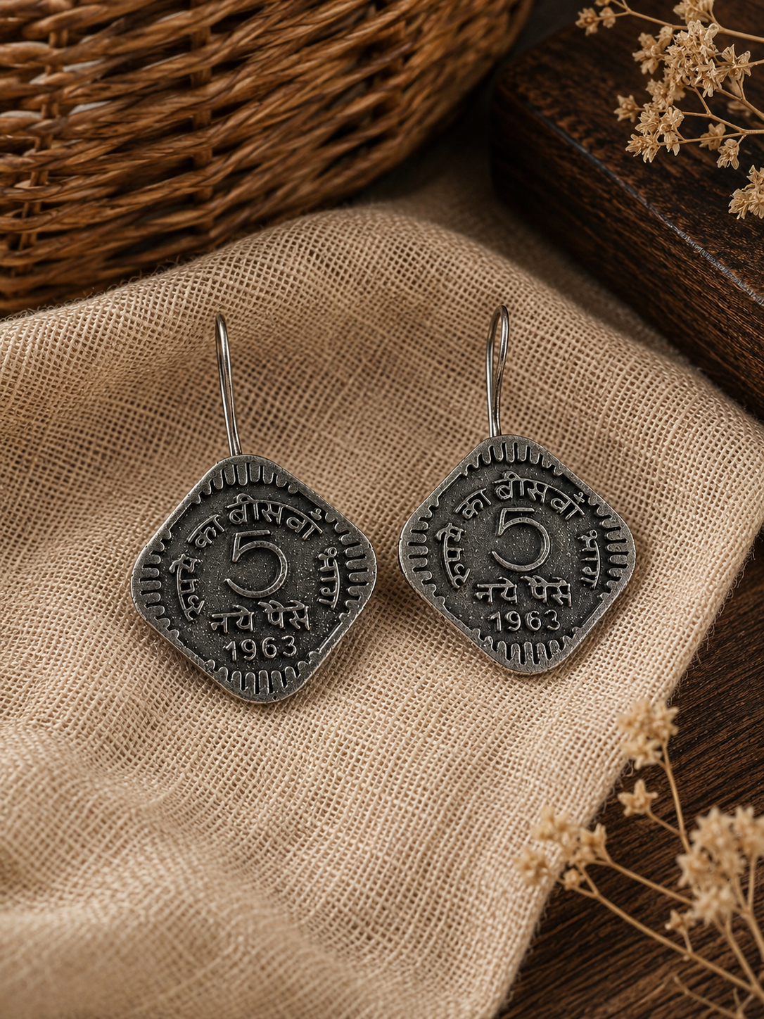 Charulata Five Rupee Coin Hoop Earring