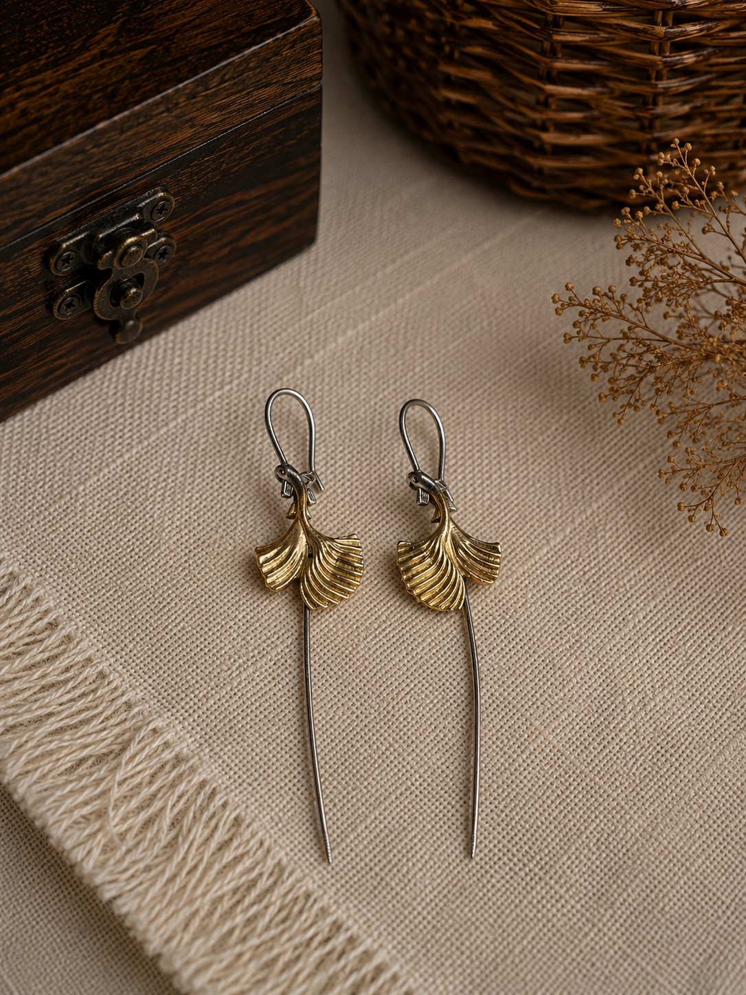 Charulata  Dual Tone Fish with Long Tails Bugadi Earrings