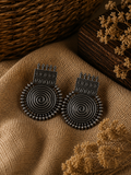 Silver Plated Brass Navratri Design Stud Earrings