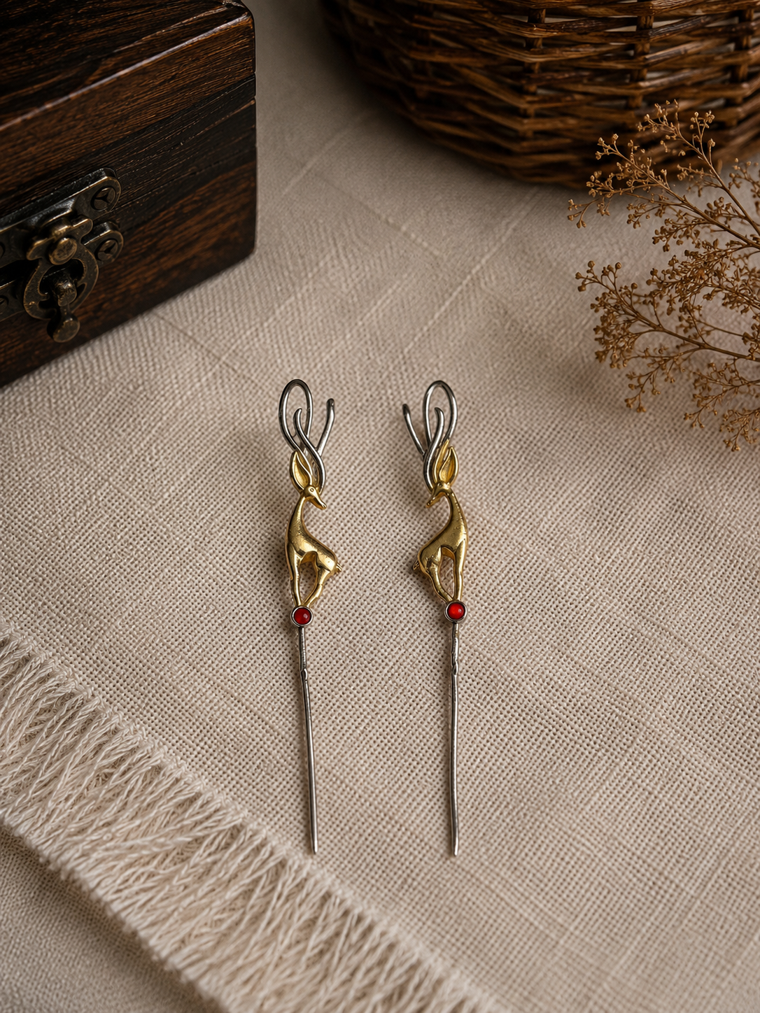 Charulata  Dual Tone Deer Tails Bugadi Earrings