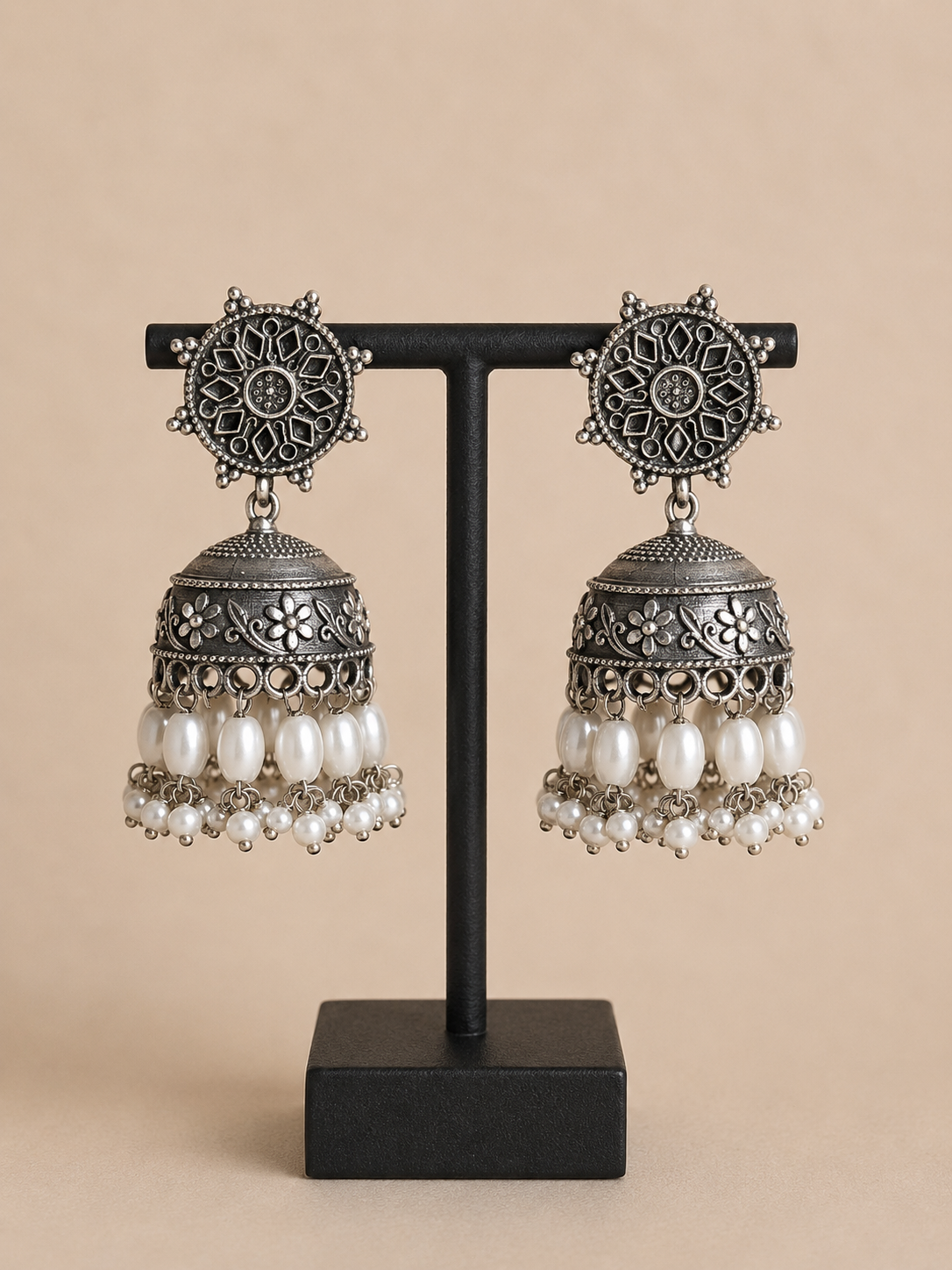 Charulata Pearl Beaded Jhumka